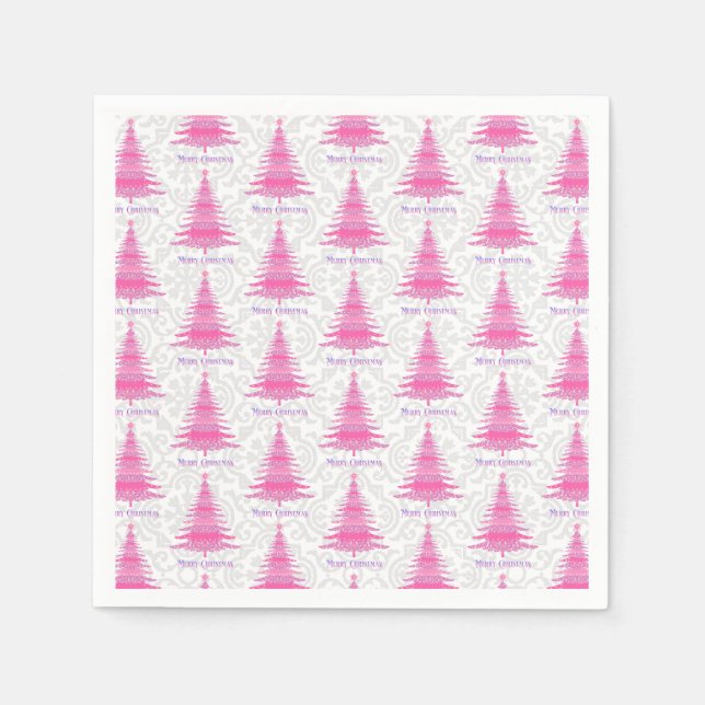 Elegant Pink Christmas Tree  Napkins (Front)