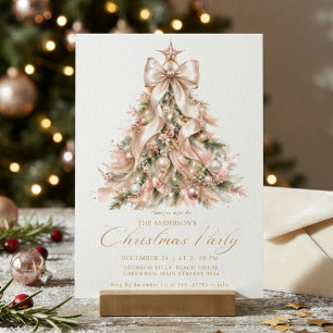 Elegant Pink Christmas Tree Winter Invitation