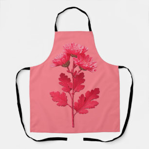 Elegant Pink Chrysanthemum Apron