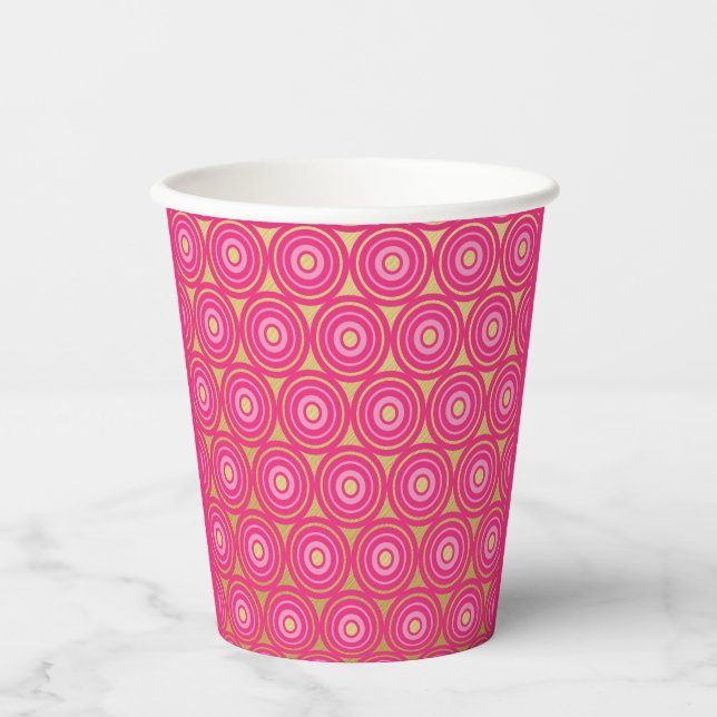 Elegant Pink Circles Paper Cups (Front)