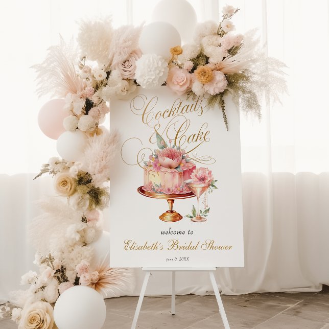 Elegant Pink Cocktails and Cake Bridal Shower  Foam Board (Creator Uploaded)