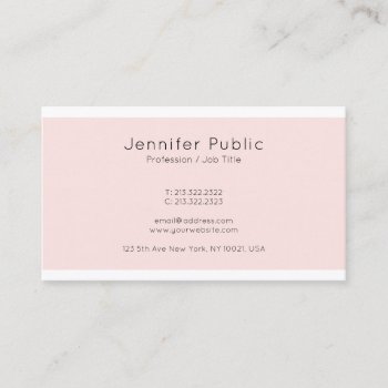 Elegant Pink Color Simple Plain Modern Trendy Business Card by art_grande at Zazzle