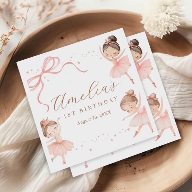 Elegant Pink Coquette Ballerina Girl Birthday Napkins (Creator Uploaded)