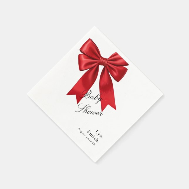 Elegant Pink Coquette Bow Baby Shower Girl Napkins (Corner)