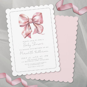 Elegant Pink Coquette Bow Baby Shower Invitation