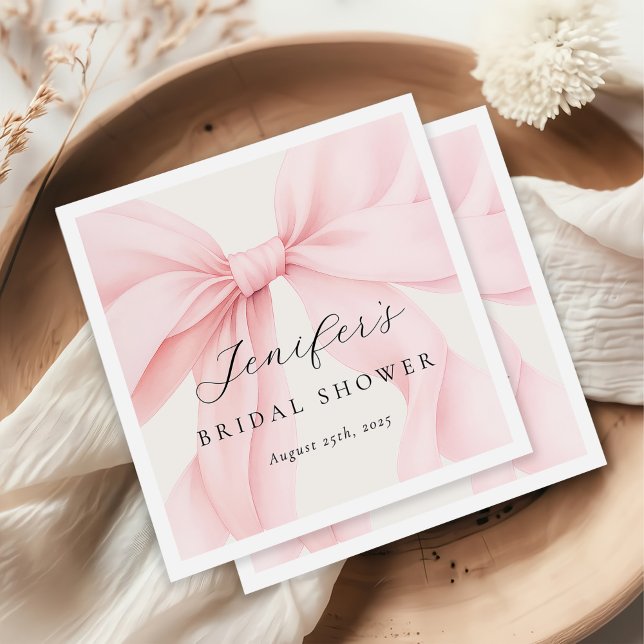Elegant Pink Coquette Bow Bridal Shower Napkins (Creator Uploaded)