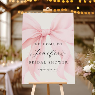 Elegant Pink Coquette Bow Bridal Shower Welcome Foam Board