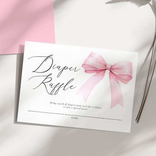 Elegant Pink Coquette Bow Diaper Raffle Baby Showe Enclosure Card