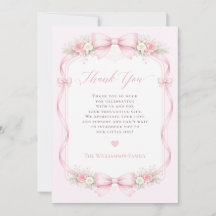 Elegant Pink Coquette Bow Floral Baby Shower