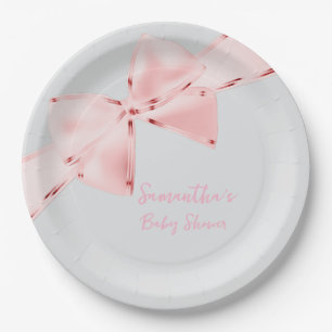 Elegant Pink Coquette Bow Girl Baby Shower 22.9 cm Paper Plates