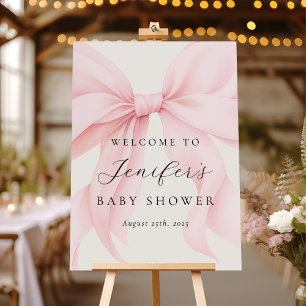 Elegant Pink Coquette Bow Girl Baby Shower Welcome Foam Board