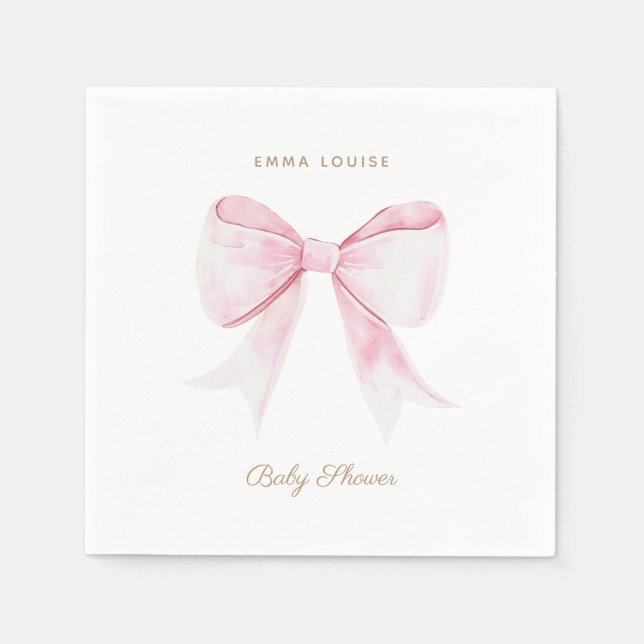  Elegant Pink Coquette Bow Napkins (Front)