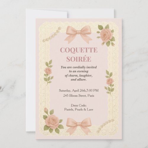 Elegant Pink Coquette Soirée Birthday Invitation