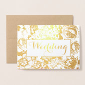 Elegant Pink, Coral Gold Foil Rose Wedding Foil Card (Front With Envelope)