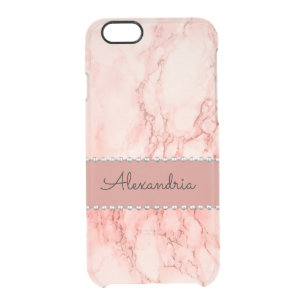 Elegant Pink Coral Marble Personalized Clear iPhone 6/6S Case
