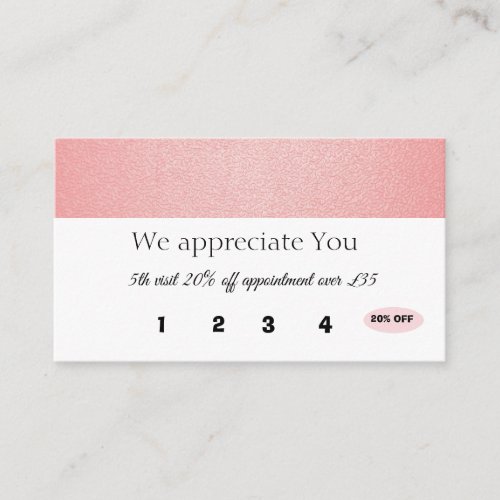 Elegant Pink Coral Salon Customer Loyalty Card