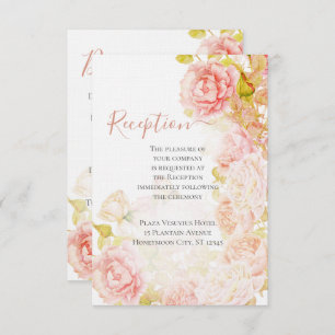 Elegant Pink Coral Secret Rose Garden Wedding Inv Invitation