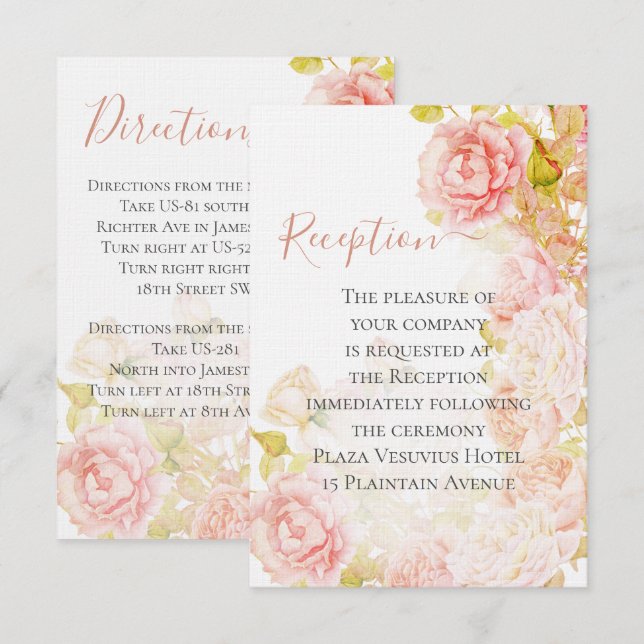 Elegant Pink Coral Secret Rose Garden Wedding  Invitation (Front/Back)