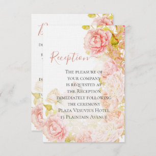 Elegant Pink Coral Secret Rose Garden Wedding Invitation