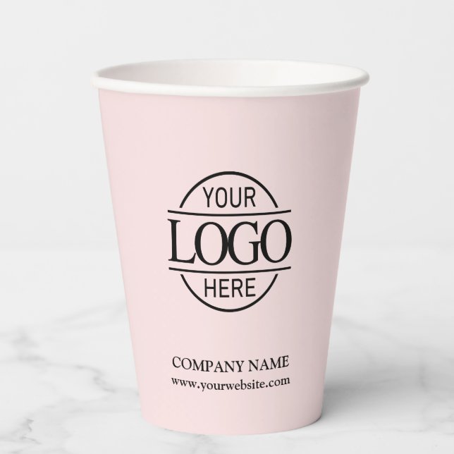 Elegant Pink Corporate Company Business Logo 12 oz Paper Cups (Front)