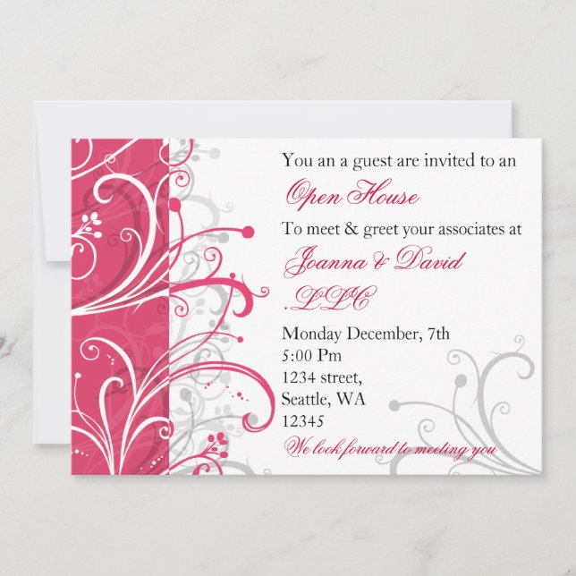 elegant pink Corporate party Invitation (Front)