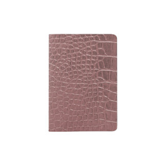 Elegant Pink crocodile skin Passport Holder