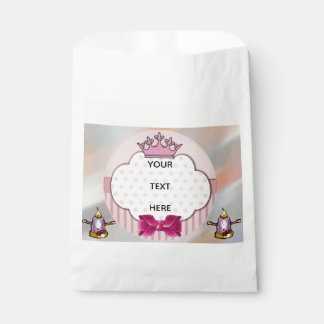 Elegant Pink Crown & Bow Birthday Card Favor Bag
