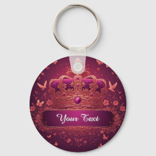 Elegant Pink Crown With Gold Embellishments Keychain