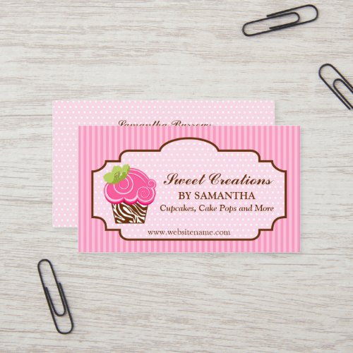 Elegant Pink Cupcake Bakery Business Cards