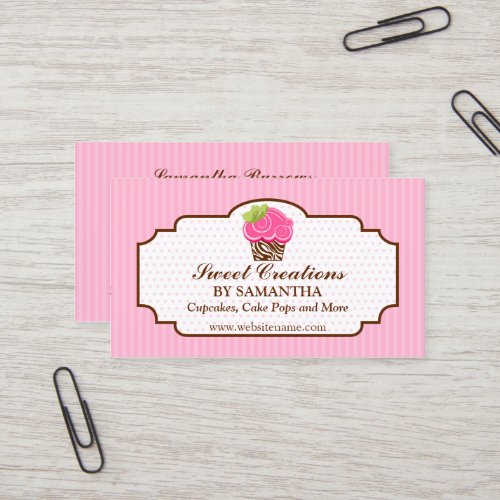 Elegant Pink Cupcake Bakery Business Cards