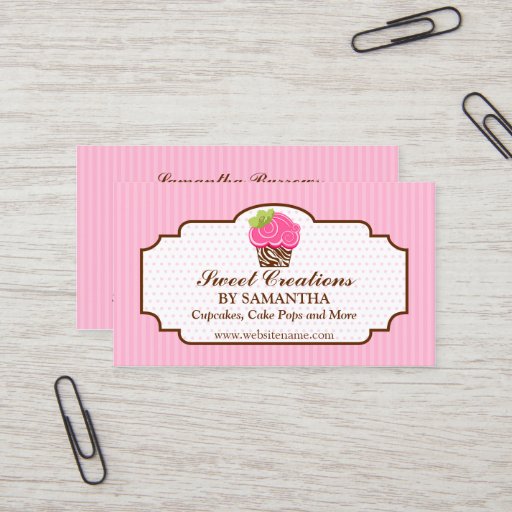 Customizable Elegant Pink Cupcake Bakery Business Cards