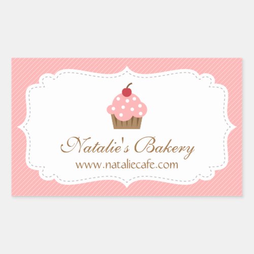 Elegant Pink Cupcake Bakery Decor Rectangular Sticker