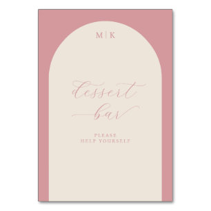 Elegant Pink Cursive Dessert Bar Sign Table Number