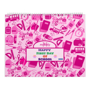 elegant pink Customizable Back to School Pattern Calendar