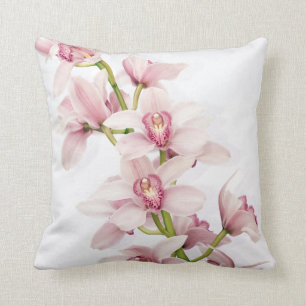 Elegant Pink Cymbidium Orchid Throw Pillow