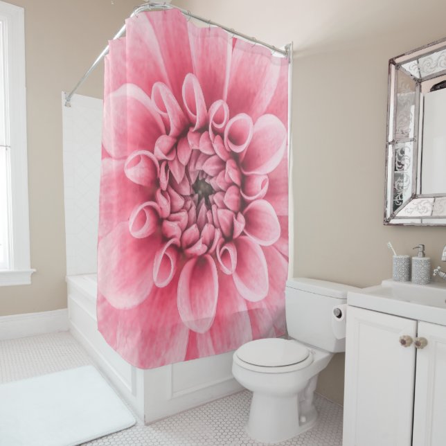 Elegant Pink Dahlia Artwork | Shower Curtain (In Situ)