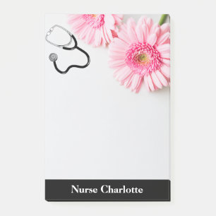 Elegant Pink Daisy Nurse Post-it Notes