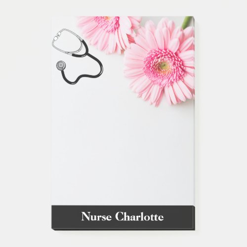 Elegant Pink Daisy  Nurse  Post_it Notes