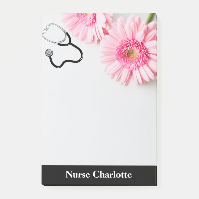 Elegant Pink Daisy  Nurse  Post-it Notes (Front)