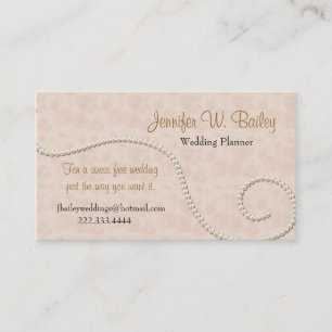 Elegant Pink Damask and Pearls Business Card