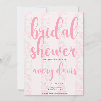 Elegant Pink Damask Bridal Shower Invitation