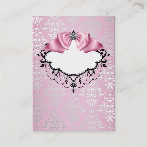 Customizable Elegant Pink Damask Business Card Template