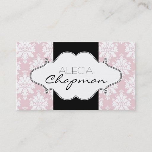 Customizable Elegant Pink Damask Elegant Business Cards