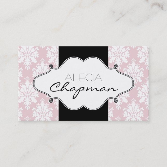 Elegant Pink Damask Elegant Business Cards (Front)