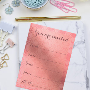 Elegant Pink Damask Fill In Multipurpose Custom Invitation