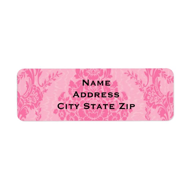 Elegant pink damask label (Front)