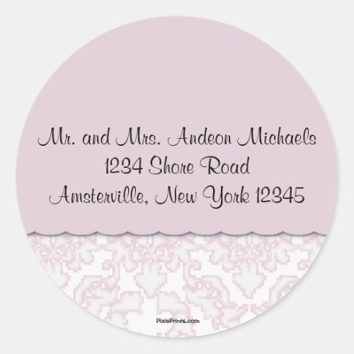 Elegant Pink Damask Return Address Sticker