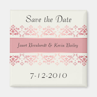 Elegant Pink Damask Save the Date magnet