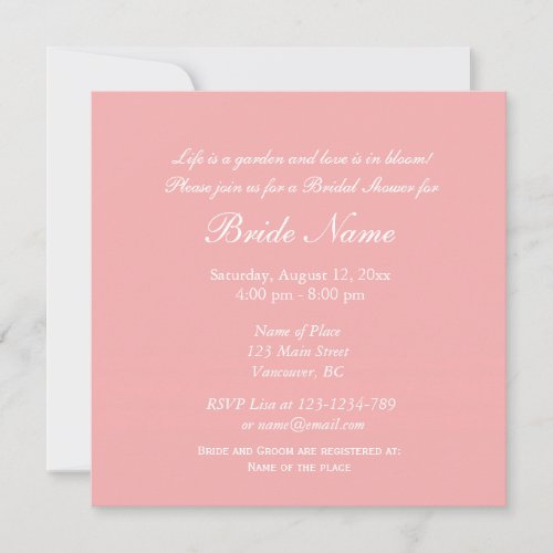 Elegant pink decorative floral bridal shower custom invite