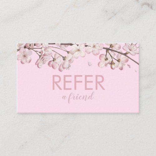 Elegant Pink Delicate Blossom Referral Card